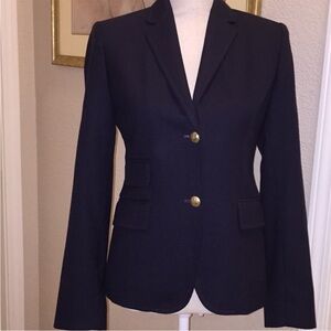 J. Crew Navy Blue Wool Blazer Tailored Professional Cut
